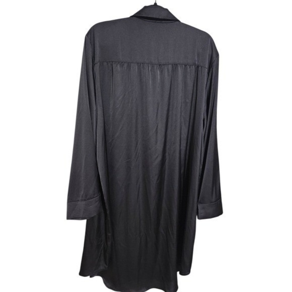 Soma 2X Black Satin Button Front Nightgown Sleep Shirt Rhinestone Button Detail - Picture 5 of 7